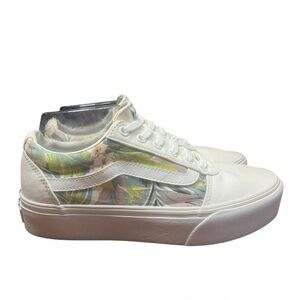 Vans Old Skool Platform Sneakers Womens 7.5 Floral Print Low Top Skate Style
